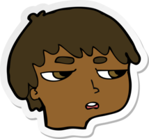 sticker of a cartoon annoyed boy png