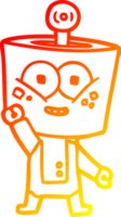 warm gradient line drawing of a happy cartoon robot waving hello png