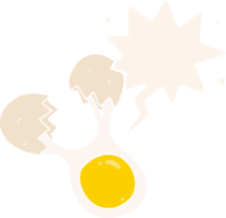 cartoon cracked egg with speech bubble in retro style png