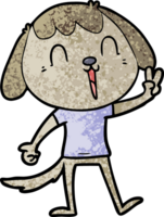 happy cartoon dog giving peace sign png