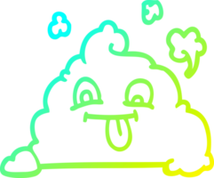 cold gradient line drawing of a cartoon poop png