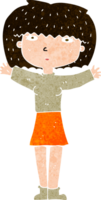 mujer de dibujos animados levantando los brazos en el aire png