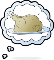 hand drawn thought bubble cartoon cooked chicken png
