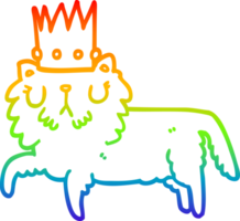 Regenbogen Gradient Linie Zeichnung von ein Karikatur Katze tragen Krone png