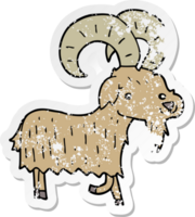 distressed sticker of a cartoon goat png