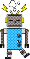 comic book style cartoon of a malfunctioning robot png