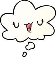 cute happy cartoon face with thought bubble in smooth gradient style png