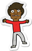 sticker van een cartoonjongen in paniek png