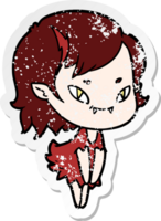 distressed sticker of a cartoon friendly vampire girl png