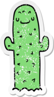 distressed sticker of a cartoon cactus png