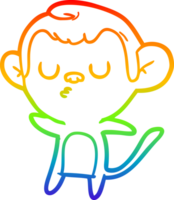 rainbow gradient line drawing of a cartoon monkey png