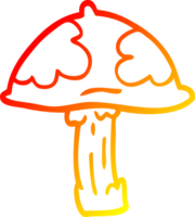 chaud pente ligne dessin de une dessin animé sauvage champignon png