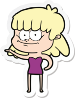 sticker of a cartoon smiling woman png