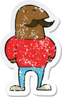 pegatina retro angustiada de un hombre calvo de dibujos animados con bigote png