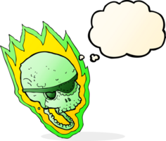 cartone animato fiammeggiante pirata cranio con pensato bolla png