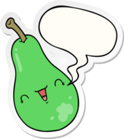 cartoon pear with speech bubble sticker png