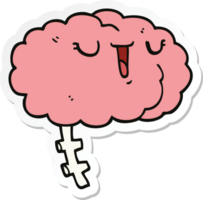 sticker of a happy cartoon brain png