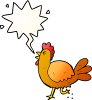 dibujos animados gallo con habla burbuja en suave degradado estilo png