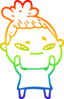 Regenbogen Gradient Linie Zeichnung von ein Karikatur Frau png