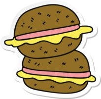 Aufkleber eines skurrilen, handgezeichneten Cartoon-Sandwiches png