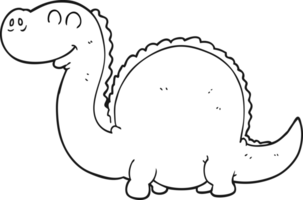 hand drawn black and white cartoon dinosaur png