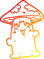 chaud pente ligne dessin de une dessin animé champignon personnage png