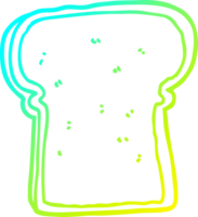 cold gradient line drawing of a cartoon slice of bread png