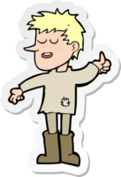 sticker of a cartoon poor boy with positive attitude png