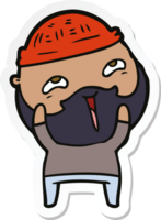 sticker of a cartoon happy bearded man png