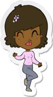 sticker of a cartoon pretty woman dancing png