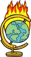 globe brûlant de dessin animé png