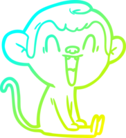 cold gradient line drawing of a cartoon laughing monkey png