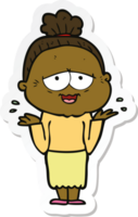 sticker of a cartoon happy old lady png