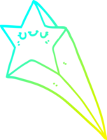 cold gradient line drawing of a cartoon shooting star png