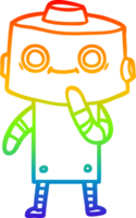 rainbow gradient line drawing of a cartoon robot png