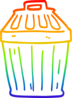 rainbow gradient line drawing of a cartoon waste bin png