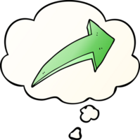 cartoon arrow with thought bubble in smooth gradient style png