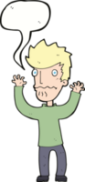 cartoon frightened man with speech bubble png