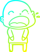 cold gradient line drawing of a cartoon shouting bald man png