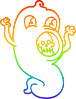 rainbow gradient line drawing of a cartoon ghost png