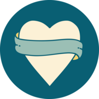 iconic tattoo style image of a heart and banner png