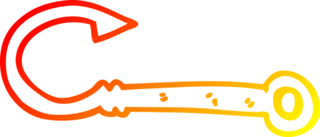 warm gradient line drawing of a cartoon fish hook png