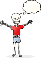 cartoon skeleton in clothes with thought bubble png