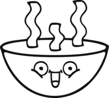 línea dibujo dibujos animados de un cuenco de caliente sopa png