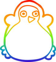 rainbow gradient line drawing of a cartoon penguin png