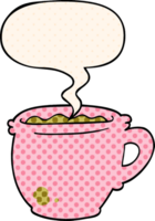 cartone animato caldo tazza di caffè con discorso bolla nel comico libro stile png