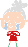 estilo de cor plana desenho animado mulher chorando png