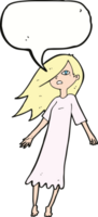 cartoon ghost like girl with speech bubble png