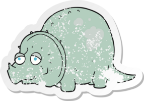 retro distressed sticker of a cartoon dinosaur png