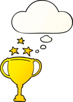 cartoon sports trophy with thought bubble in smooth gradient style png